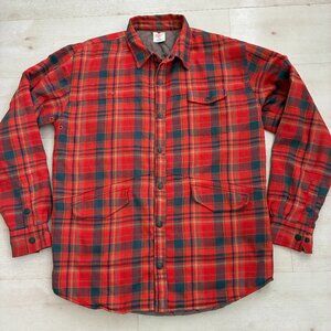 VINTAGE Foursquare Outerwear Quilt Lined Plaid Technical Shirt Jacket Size L